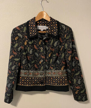 Vintage Howard Wolf Jacket Womens 6 Paisley Embroidered Button Trim 90s READ